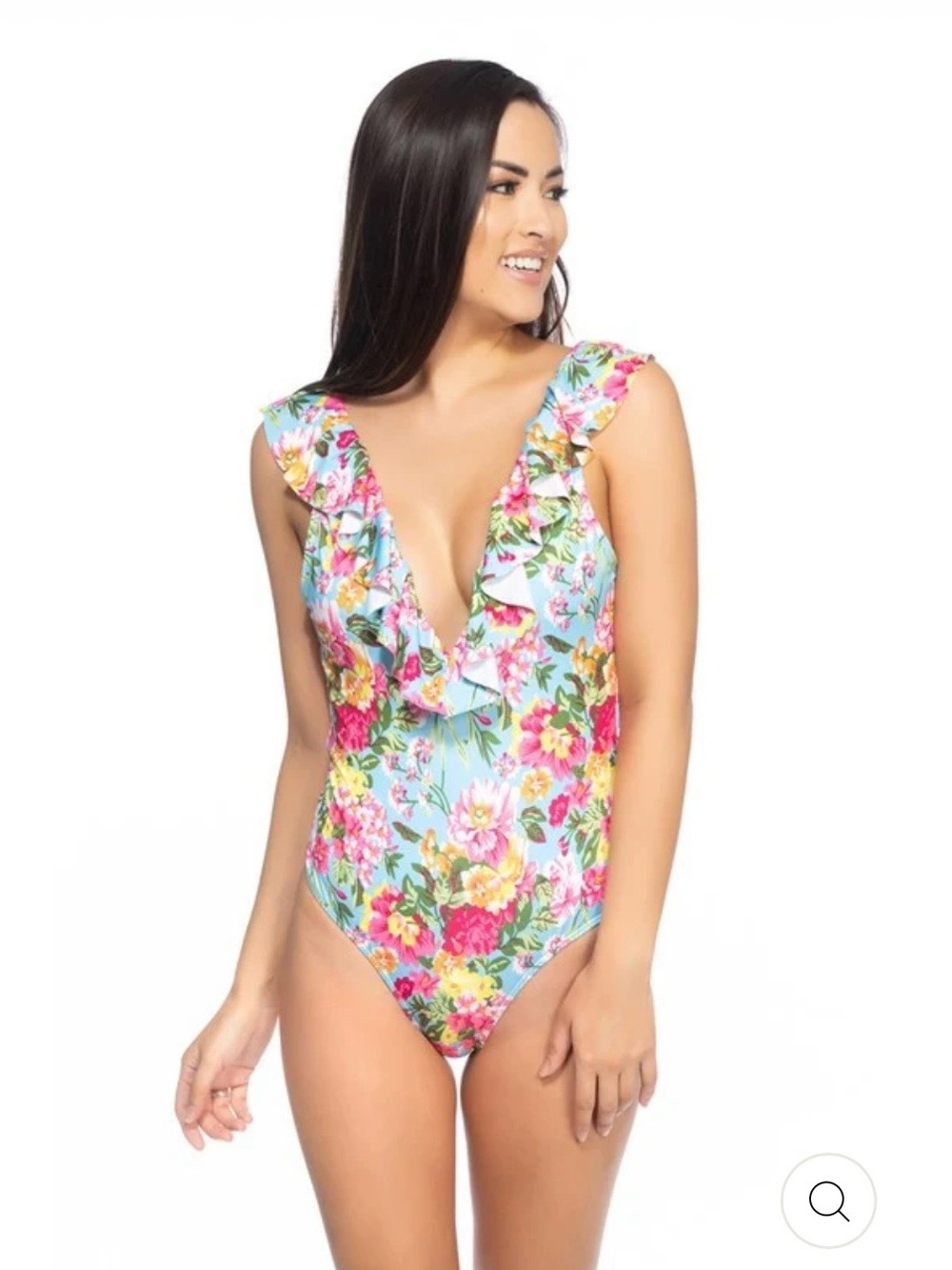 NWOT Beach Joy Take the Plunge Floral Ruffle One Piece Swimsuit S